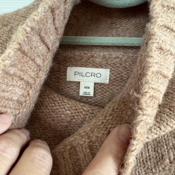Anthropologie Pilcro Wool Blend Mock Neck Camel/Tan/Beige Boxy Crop Sweater XXS - Picture 5 of 7